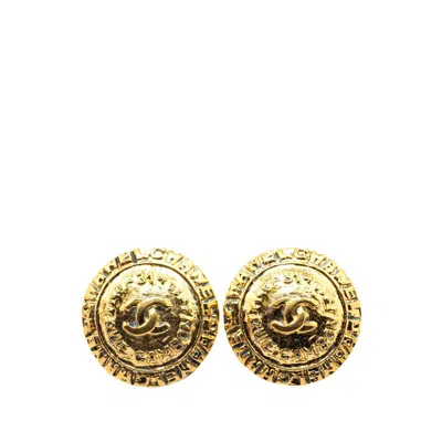 Pre-owned Chanel Coco Mark Gold Earrings