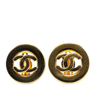 Pre-owned Chanel Coco Mark Gold Earrings