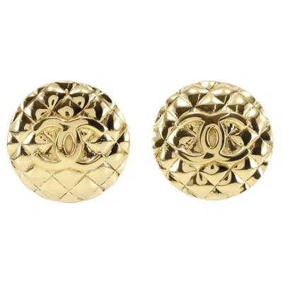 Pre-owned Chanel Coco Mark Gold Plated Earrings