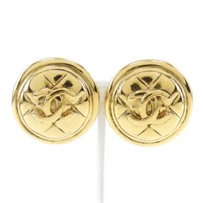 Pre-owned Chanel Coco Mark Gold Plated Earrings