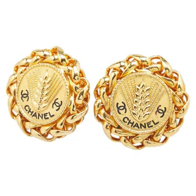 Pre-owned Chanel Coco Mark Gold Plated Round Earrings