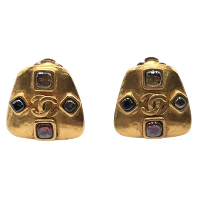 Pre-owned Chanel Coco Mark Gripoix Earrings In Gold