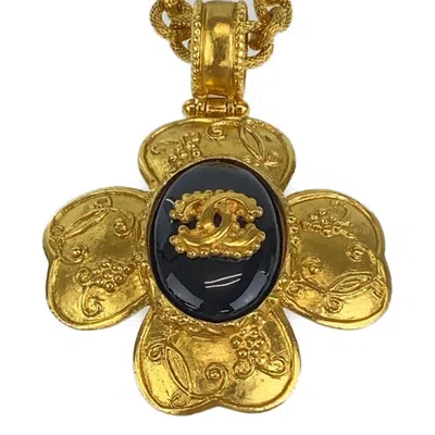Pre-owned Chanel Coco Mark Gripoix Natural Stone Necklace In Gold