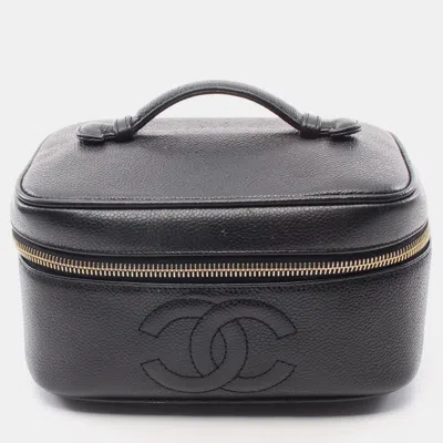 Pre-owned Chanel Coco Mark Handbag Vanity Bag Caviar Skin Black Gold Hardware