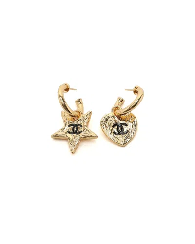 Chanel Coco Mark Heart And Star Earrings In Gold