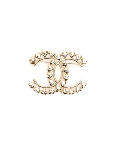Chanel Coco Mark Heart Brooch In Gold