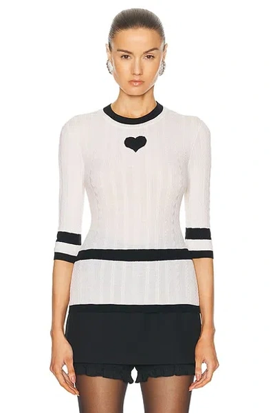 Pre-owned Chanel Coco Mark Heart Knit Top In White