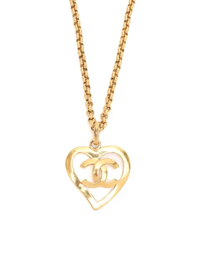 Chanel Coco Mark Heart Long Necklace In Gold