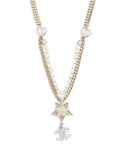 Chanel Coco Mark Heart Rhinestone Choker In Gold