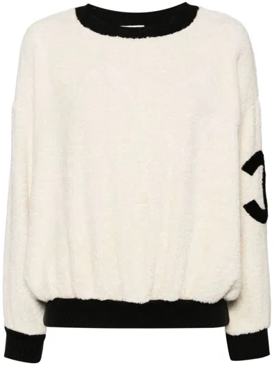 Pre-owned Chanel Coco Mark Hoodie In White