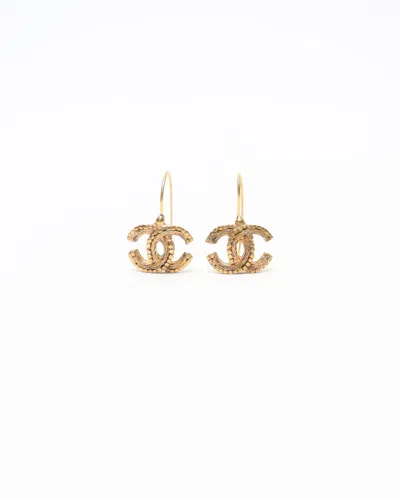 Pre-owned Chanel Coco Mark Hook Earrings In Gold