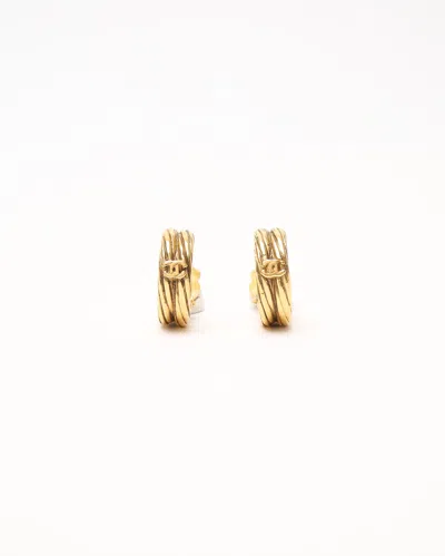 Pre-owned Chanel Coco Mark Hoop Clip-on Earrings