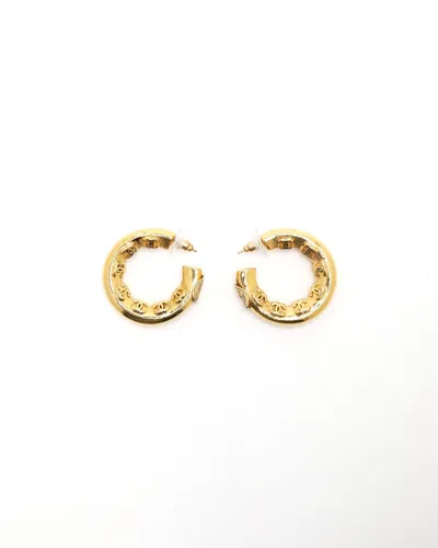 Pre-owned Chanel Coco Mark Hoop Earrings In Gold