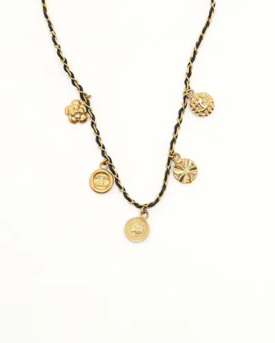 Pre-owned Chanel Coco Mark Icon Leather Choker In Multi