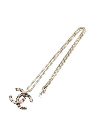 Pre-owned Chanel Coco Mark Icon Motif Necklace In Gold