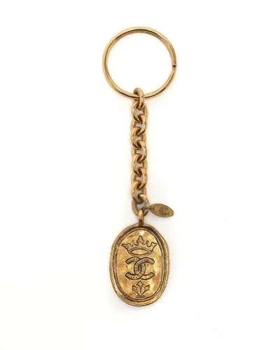 Pre-owned Chanel Coco Mark Keychain In Gold