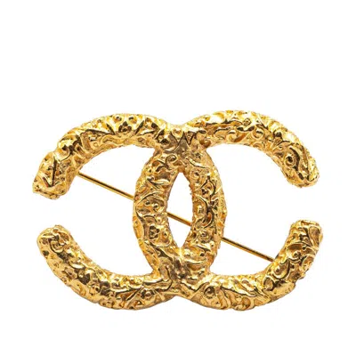 Pre-owned Chanel Coco Mark Lava Brooch In Gold