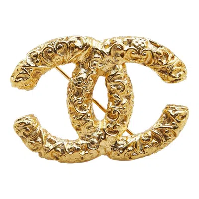 Pre-owned Chanel Coco Mark Lava Brooch In Gold
