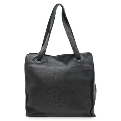 Pre-owned Chanel Coco Mark Leather 2way Bag In Black