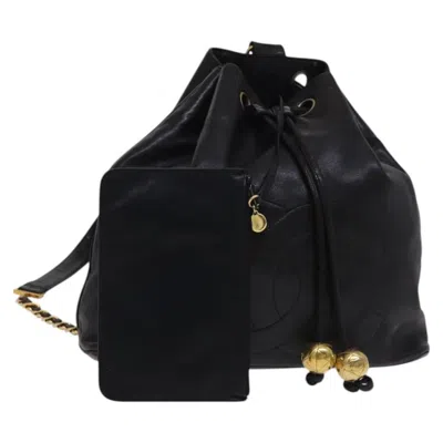 Pre-owned Chanel Coco Mark Leather Backpack Bag () In Black