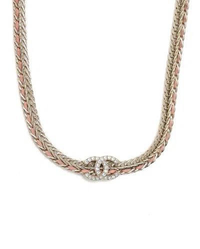 Pre-owned Chanel Coco Mark Leather Choker Necklace In Multi