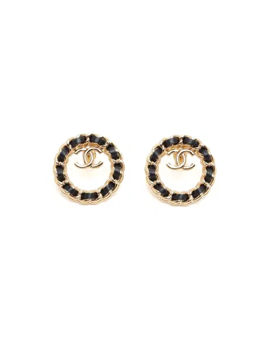 Chanel Coco Mark Leather Earrings In Black