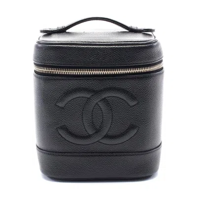Pre-owned Chanel Coco Mark Leather Handbag In Black