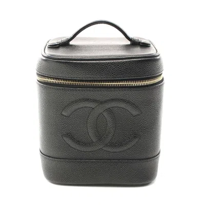 Pre-owned Chanel Coco Mark Leather Handbag In Black