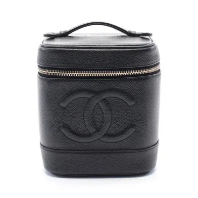 Pre-owned Chanel Coco Mark Leather Handbag In Black