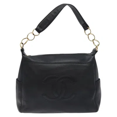 Pre-owned Chanel Coco Mark Leather Shoulder Bag () In Black