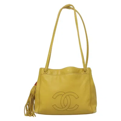 Pre-owned Chanel Coco Mark Leather Shoulder Bag () In Yellow