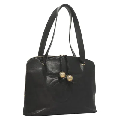 Pre-owned Chanel Coco Mark Leather Tote Bag () In Black