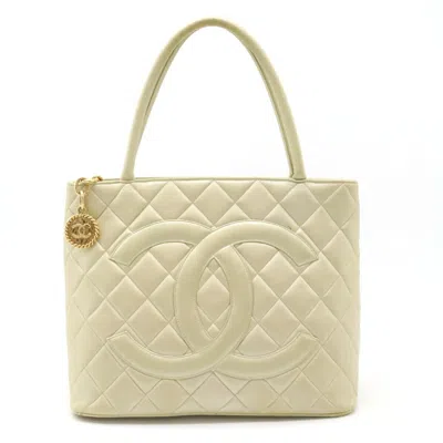 Pre-owned Chanel Coco Mark Leather Tote Bag () In Gold