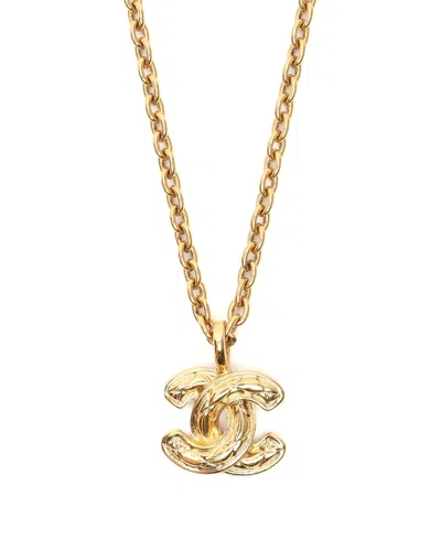Pre-owned Chanel Coco Mark Long Necklace In Gold