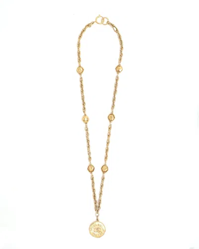 Pre-owned Chanel Coco Mark Long Necklace In Gold