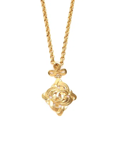 Pre-owned Chanel Coco Mark Long Necklace In Gold