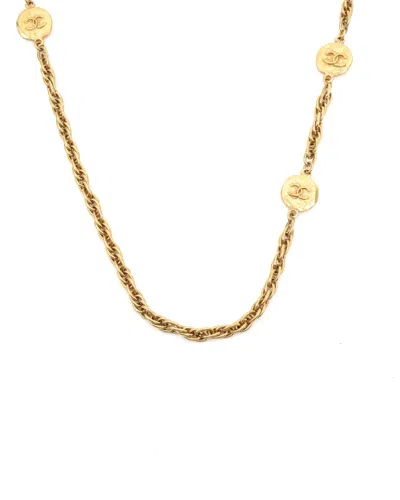 Pre-owned Chanel Coco Mark Long Necklace In Yellow