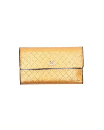 Pre-owned Chanel Coco Mark Long Wallet In Gold
