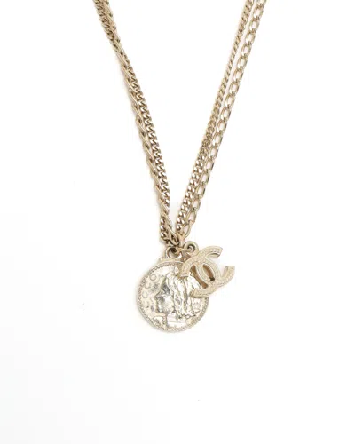 Pre-owned Chanel Coco Mark Mademoiselle Necklace In Gold