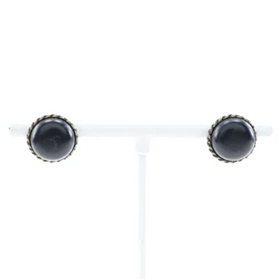 Pre-owned Chanel Coco Mark Metal Earrings 00a In Black