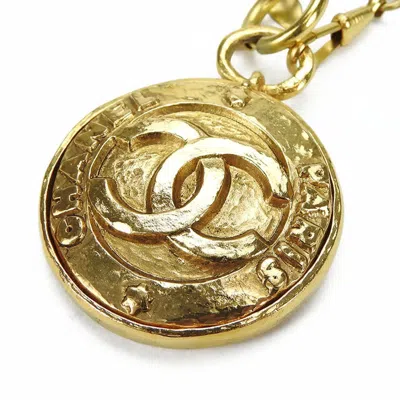 Pre-owned Chanel Coco Mark Metal Necklace In Gold