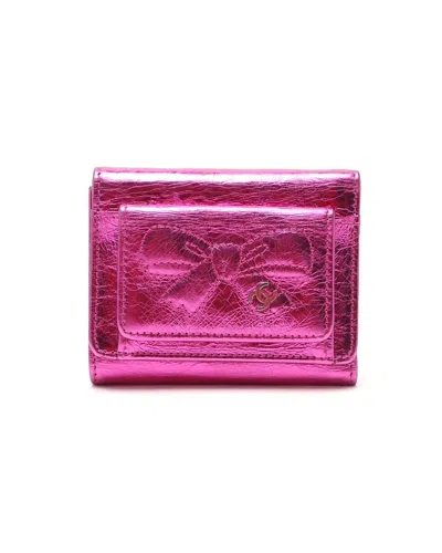 Chanel Coco Mark Metallic Tri-fold Wallet In Pink
