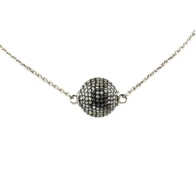 Pre-owned Chanel Coco Mark Mirror Ball Necklace In Black