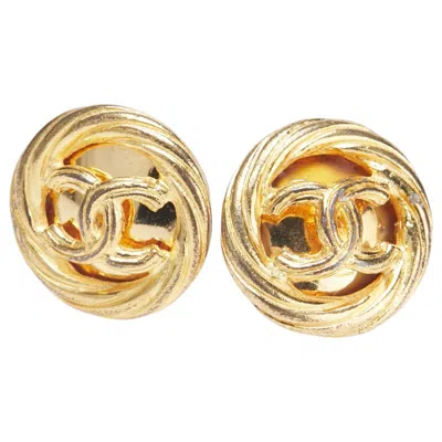 Pre-owned Chanel Coco Mark Mizuhiki Earrings In Gold