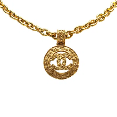 Pre-owned Chanel Coco Mark Necklace In Gold