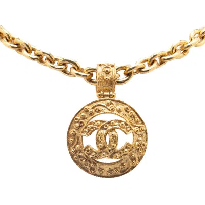 Pre-owned Chanel Coco Mark Necklace In Gold