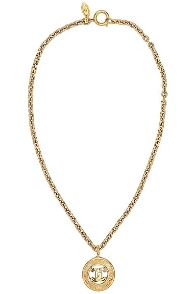 Pre-owned Chanel Coco Mark Pendant Necklace In Gold