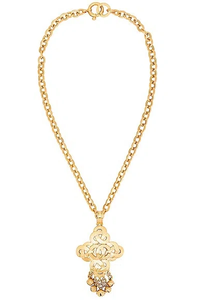 Pre-owned Chanel Coco Mark Necklace In Gold