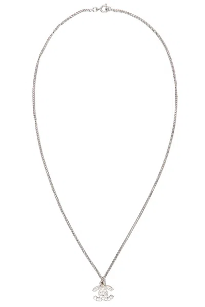 Pre-owned Chanel Coco Mark Necklace In Silver