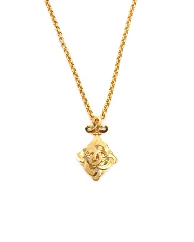 Pre-owned Chanel Coco Mark Necklace In Yellow